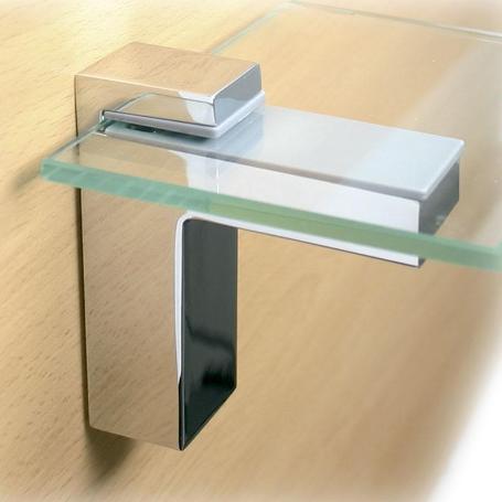 GACELA SOPORTE ESTANTE PARA CRISTAL Y MADERA. REGULABLE DE 0 A 40MM. ELEGIR ACABADO.