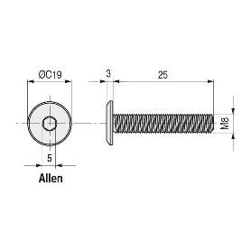 TORNILLO EMBELLECEDOR CEGAS CABEZA PLANA ALLEN M6/M8 NÍQUEL. ELEGIR LARGO. LARGO 60MM DIÁMETRO 8MM