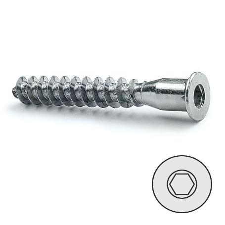 TORNILLO AUTORROSCANTE ROSCA MADERA, ALLEN ZINCADO 5-50 CABEZA PLANA CON PUNTA (CAJA 100)