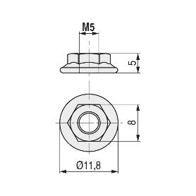 TUERCA CON ARANDELA GRAFILADA DIN 6923 CINCADA METRICA M-6 (CAJA 500)