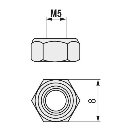 TUERCA HEXAGONAL AUTOBLOCANTE DIN 985 INOXIDABLE METRICA M-12