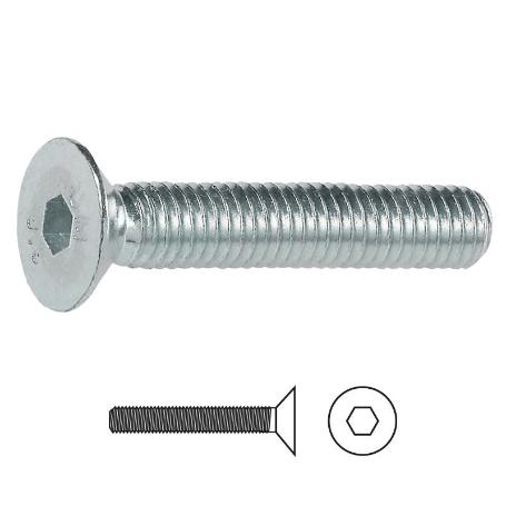 TORNILLO ROSCA METAL ALLEN DIN 7991 ZINC METRICA M-4 LARGO 16MM (CAJA 1000)