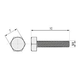 TORNILLO CABEZA HEXAGONAL DIN 933 ACERO METRICA M-5 LARGO 30MM