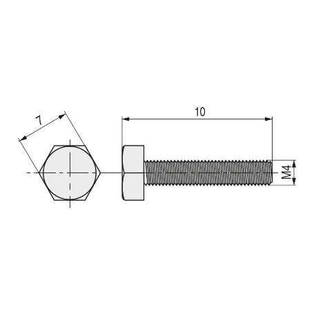 TORNILLO CABEZA HEXAGONAL DIN 933 ACERO METRICA M-12 LARGO 40MM