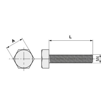 TORNILLO CABEZA HEXAGONAL DIN 933  ZI METRICA M-4 LARGO 30MM