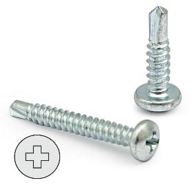 TORNILLO BROCA  ROSCA CHAPA CABEZA REDON LARG.R/CHAPA 45MM Ø ROSCA CHAPA 4.8MM (CAJA 200)