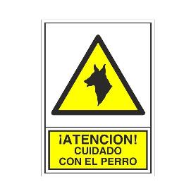 SEÑAL 301 PLÁSTICO 420X297 CUIDADO PERRO ­ATENCION! CUIDADO CON EL PERRO