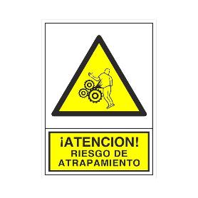 SEÑAL 399 ADHESIVA 105X74R.ATRAPAMIENT ­ATENCION! RIESGO DE ATRAPAMIENTO