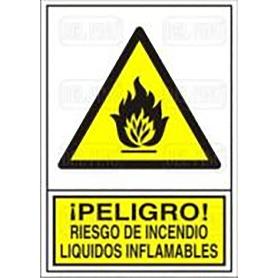 SEÑAL 346 PLAST.295X210PL.LIQU.INFLAM ­PELIGRO! RIESGO INCENDIO LIQ.INFLAMABLE