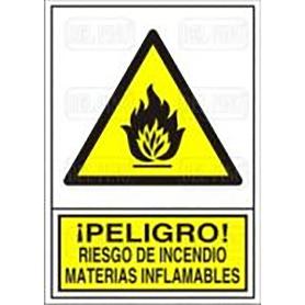 SEÑAL 347 PLAST.420X297PL.IND.MAT.INFL ­PELIGRO! RIESGO INCENDIO MAT.INFLAMABLES