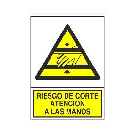 SEÑAL 396 PLAST.295X210R.CORTE MANOS RIESGO DE CORTE ATENCION LAS MANOS