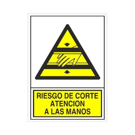 SEÑAL 396 PLAST.295X210R.CORTE MANOS RIESGO DE CORTE ATENCION LAS MANOS