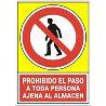 SEÑAL 413 PLAST.295X210PR.PER/AJ.ALMAC PROHIBIDO PASO TODA PERS.AJENA ALUMINIO ALMACEN