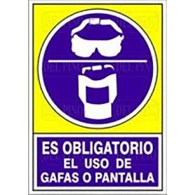 SEÑAL 611 PLASTICO 420X297 OBLI.GAFA/PANT ES OBLIGATORIO EL USO DE GAFA O PANTALLA