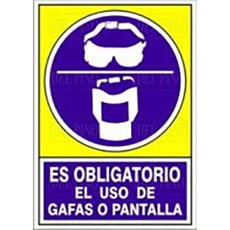 SEÑAL 611 PLASTICO 420X297 OBLI.GAFA/PANT ES OBLIGATORIO EL USO DE GAFA O PANTALLA
