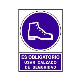 SEÑAL 633 PLAST.295X210OBL.CALZADO.SEG ES OBLIGATORIO USAR CALZADO DE SEGURIDAD