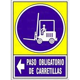SEÑAL 658 PLAST.295X210P.OBL.CARRETIZD PASO OBLIGATORIO DE CARRETILLAS IZQUIERDA