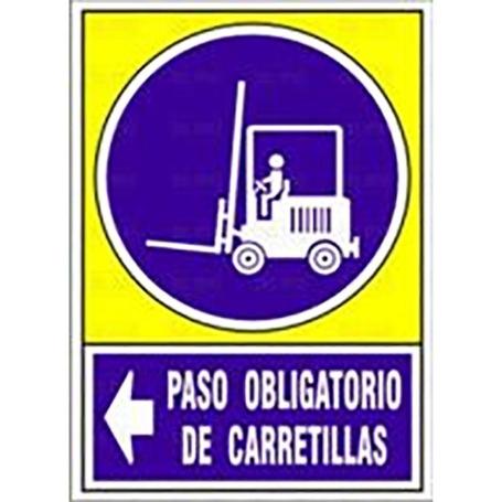 SEÑAL 658 PLAST.295X210P.OBL.CARRETIZD PASO OBLIGATORIO DE CARRETILLAS IZQUIERDA