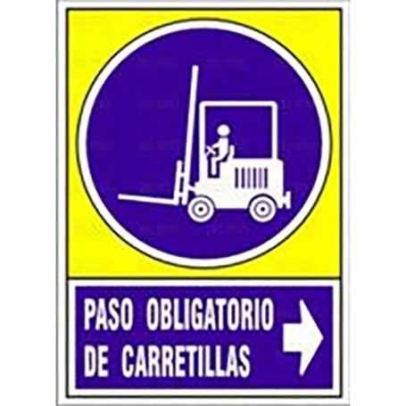 SEÑAL 659 PLAST.295X210P.OBL.CARRETDCH PASO OBLIGATORIO DE CARRETILLAS DERECHA