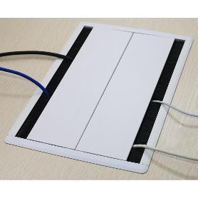 PASACABLE CON TAPA AMORTIGUADOR DOBLE BLANCO CON AMORTIGUACION. MEDIDAS 300X215X25MM.