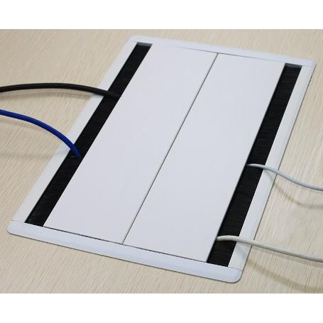 PASACABLE CON TAPA AMORTIGUADOR DOBLE BLANCO CON AMORTIGUACION. MEDIDAS 300X215X25MM.