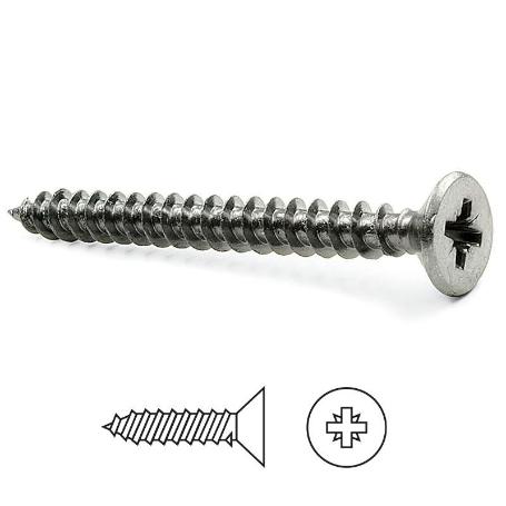 TORNILLO ROSCA MADERA CABEZA PLANA POZIDRIV INOXIDABLE DIN 7505-A LARGO 35MM DIÁMETRO 4MM (CAJA 1000)