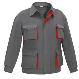 CAZADORA MULTIBOLSILLO BICOLOR TALLA 48-66 ROPA BICOLOR GRIS ROJO TALLAJE TALLA 48