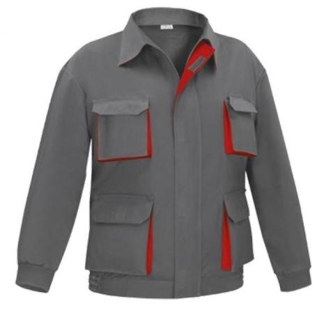 CAZADORA MULTIBOLSILLO BICOLOR TALLA 48-66 ROPA BICOLOR GRIS ROJO TALLAJE TALLA 50