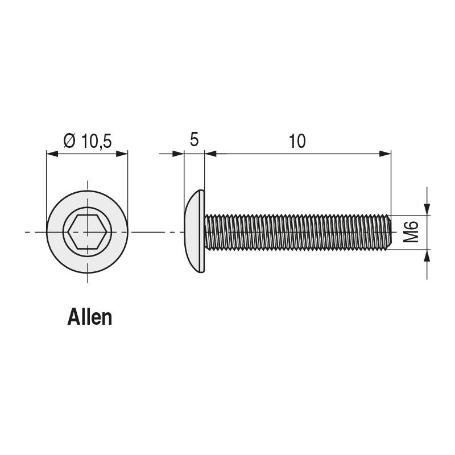 TORNILLO ROSCQA METAL ALLEN ISO 7380 NEGRO METRICA M-8 LARGO 25MM