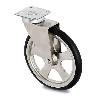 RUEDA GIRATORIA CAMARENA ARO DE GOMA D105 PLÁSTICO CROMO MAX.10KG. PLACA 50X50. H121.