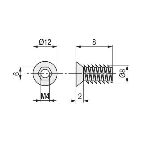 TITAN HPL TUERCA DE EMBUTIR ALLEN HIERRO. ELEGIR MÉTRICA Y LONGITUD. METRICA M-6 LARGO 8MM