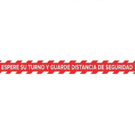 SEÑAL ADHESIVA PARA SUELO 1000X1000 ESPERE SU TURNO Y GUARDE DISTANCIA DE SEGURIDAD