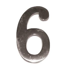 NÚMEROS PARA PUERTA DEL 1 AL 9. 10CM. ELEGIR NÚMERO Y ACABADO. NÚMERO SEIS ACABADO NÍQUEL MATE