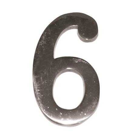NÚMEROS PARA PUERTA DEL 1 AL 9. 10CM. ELEGIR NÚMERO Y ACABADO. NÚMERO SEIS ACABADO NÍQUEL MATE