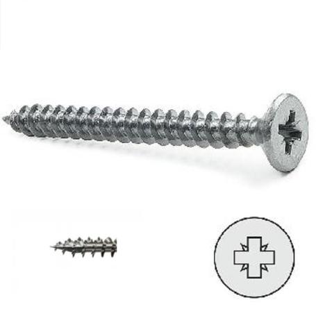 TORNILLO ROSCA MADERA CABEZA PLANA RS-FIX POZIDRIV ZINCADO LARGO 60MM R/PARCIAL DIÁMETRO 4.5MM (CAJA 200)