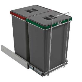 CUBO BASURA ECOFIL ACABADO ANTRACITA CONTENEDORES 2X24L