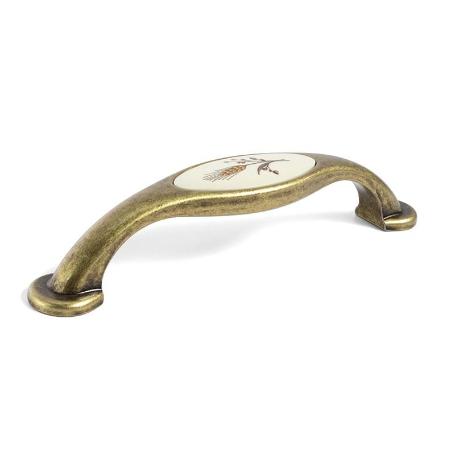 TIRADOR Y POMO MODELO OASIS PORCELANA ACABADO MARFIL / BRONCE ACABADO BRONCE DISTANCIA 128