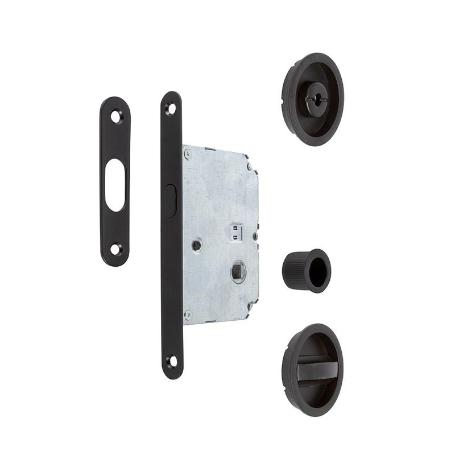 KIT CIERRE PUERTA CORREDERA RED. NEGRO MATE  Ø56 EXTERIOR, D48 INTERIOR.
