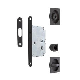 KIT CIERRE PUERTA CORREDERA CUADRADAS NEGRO MAT  56X56 EXTERIOR, D48 INTERIOR.