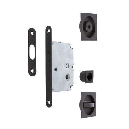 KIT CIERRE PUERTA CORREDERA CUADRADAS NEGRO MAT  56X56 EXTERIOR, D48 INTERIOR.