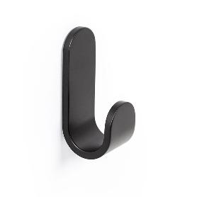 PERCHA TOK 25X65X30 NEGRO MATE  CON ADHESIVO 3M. RESISTENCIA 3KGS.
