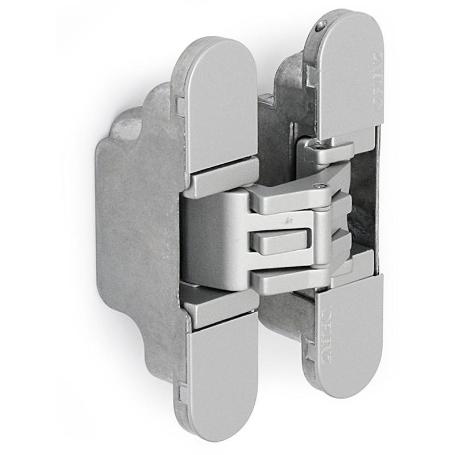 BISAGRA INVISIBLE KUBICA K2700 CROMO SATINADO  60KGS/3B. 120X76MM. VALIDA P/PANELAR PUERTA Y PARED.