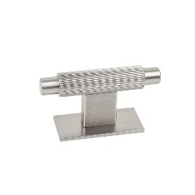 POMO ALUMINIO MODELO ARPA PLATE CON PLACA ACABADOS DISPONIBLES EFECTO INOX, NEGRO CEPILLADO Y LATON CEPILLADO ACABA