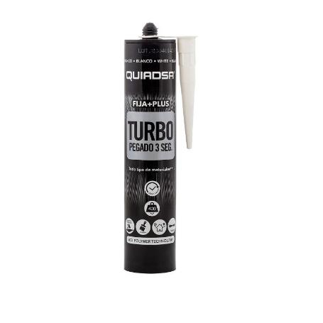 ADHESIVO TURBO QUIADSA GRIS 290ML FIJA+PLUS 3SEG. 400KG/M2