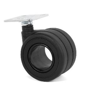 RUEDA GIRATORIA MODELO KOO ARO DOBLE Ø65 ACABADO NEGRO CON PLETINA