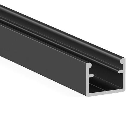 KOY+ PERFIL DE ALUMINIO CON DOS POSICIONES DE TAPA DIFUSORA. PARA EMBUTIR Y SOLAPAR ACABADO NEGRO MATE