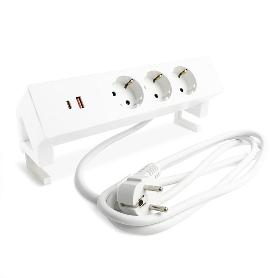 REGLETA DEKS 3TT+USB A/C NEGRO MATE / BLANCO ACABADO BLANCO