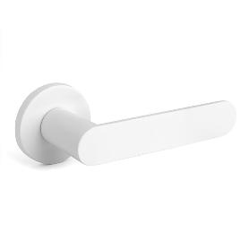 JUEGO DE MANIVELAS CON ROSETA ALUMINIO. MODELO SHAPE 1320 Ø50 ACABADO BLANCO MATE