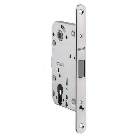 CERRADURA MAGNÉTICA EMBUTIDA MODELO CAITLIN PARA BOMBILLO EUROPEO - ACERO INOX SATINADO ACABADO EFECTO INOX