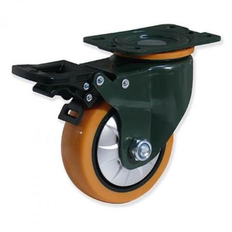 RUEDA GIRATORIA PLACA PU 100MM CON FRENO